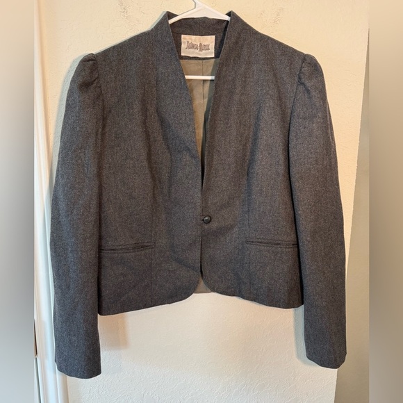 Neiman Marcus Vintage Wool Blend Gray Blazer Womens Size 13 - Picture 1 of 7